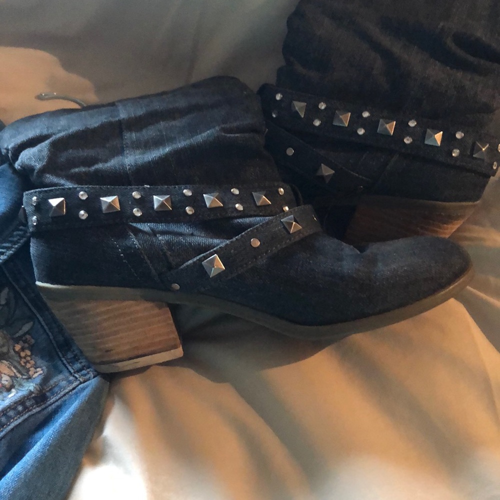 Studded Denim Boot